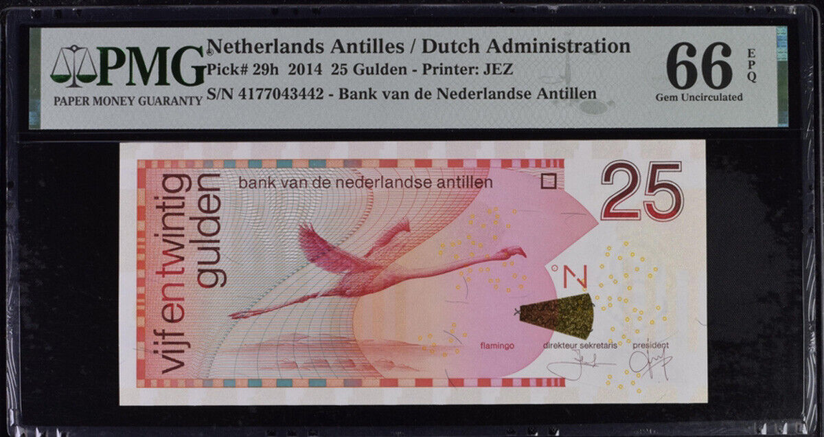 Netherlands Antilles 25 Gulden 2014 P 29 h Gem UNC PMG 66 EPQ
