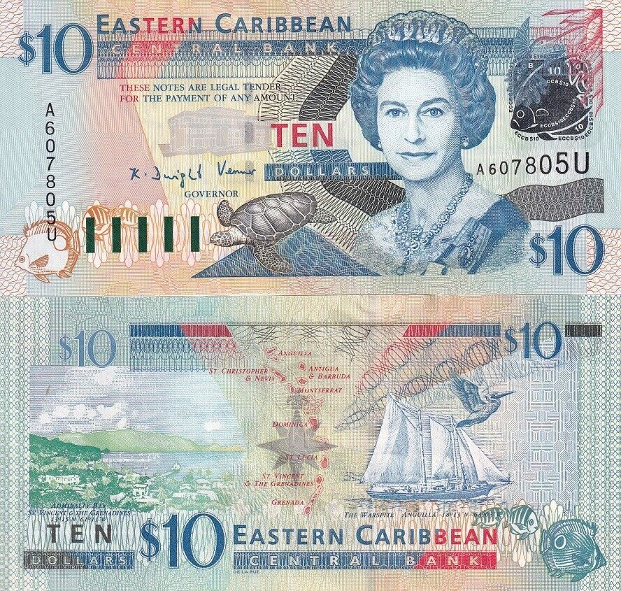 East Caribbean 10 Dollars ND 2003 suffix letter U P 43 u UNC