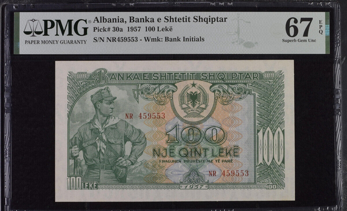 Albania 100 Leke 1957 P 30 a Superb Gem UNC PMG 67 EPQ