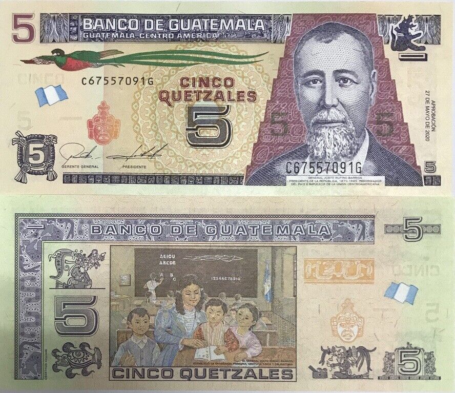 Guatemala 5 Quetzales 27 MAY 2020 P 122A UNC