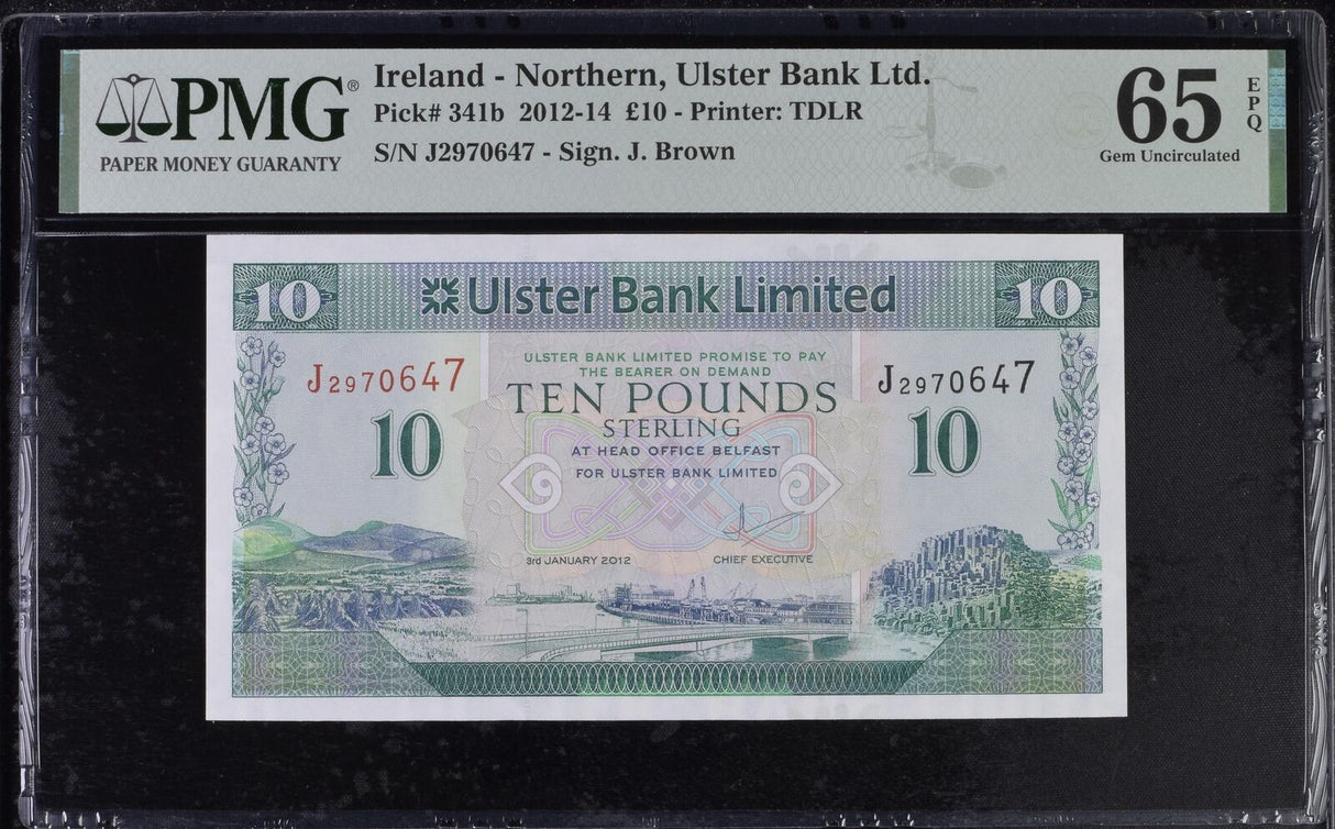 Northern Ireland 10 Pounds 2012 P 341 b Gem UNC PMG 65 EPQ