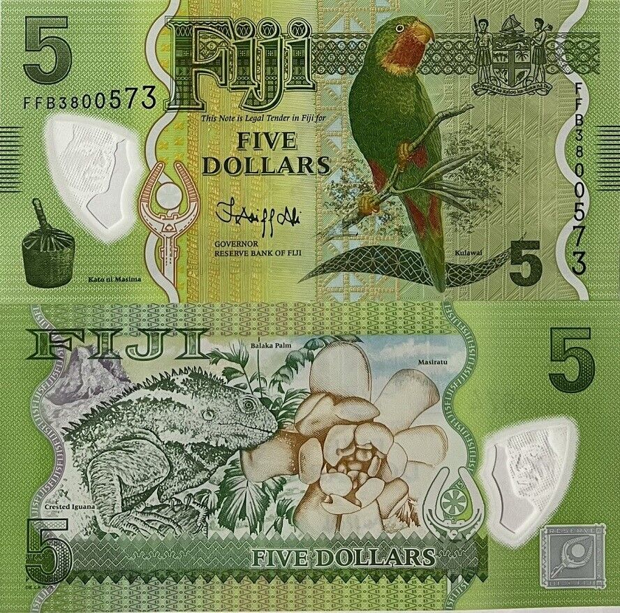 Fiji 5 Dollars New sign 2023 P 115 Polymer UNC
