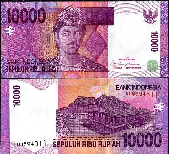 Indonesia 10000 Rupiah Mixed Year P 143 AUnc