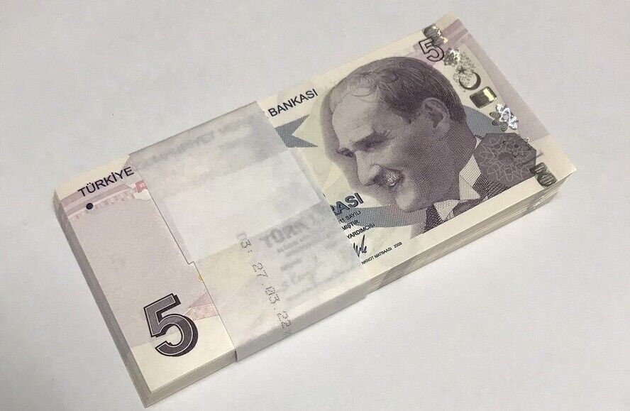 Turkey 5 Lira 2009 / 2020 P 222 Mixed Prefix UNC LOT 100 PCS 1 BUNDLE