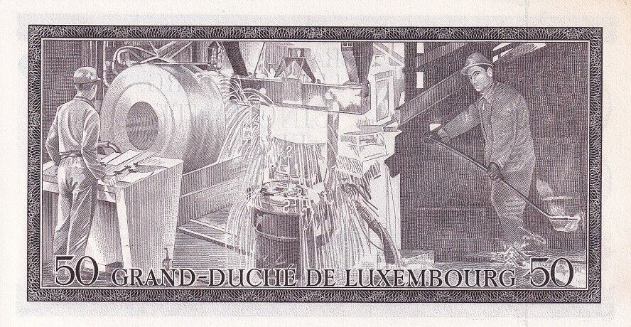 LUXEMBOURG 50 FRANCS 1972 P 55 b UNC With Tone