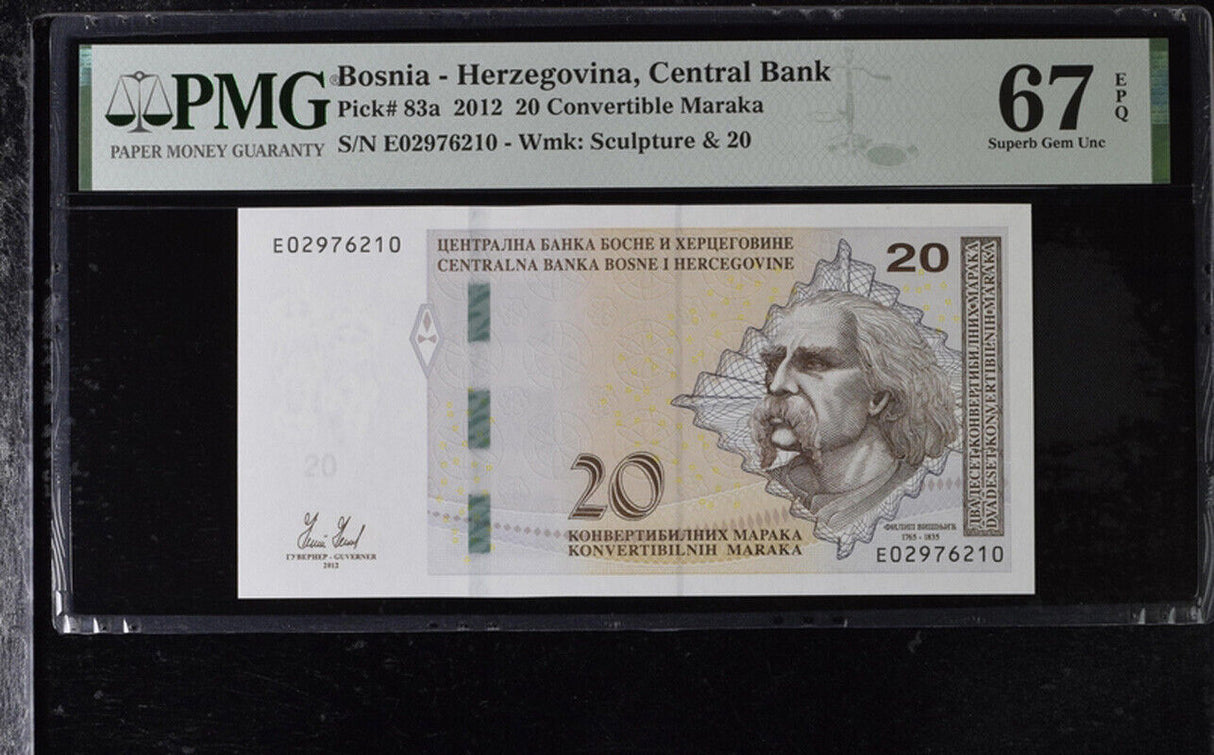 Bosnia 20 Convertible Maraka 2012 P 83 a Superb Gem UNC PMG 67 EPQ