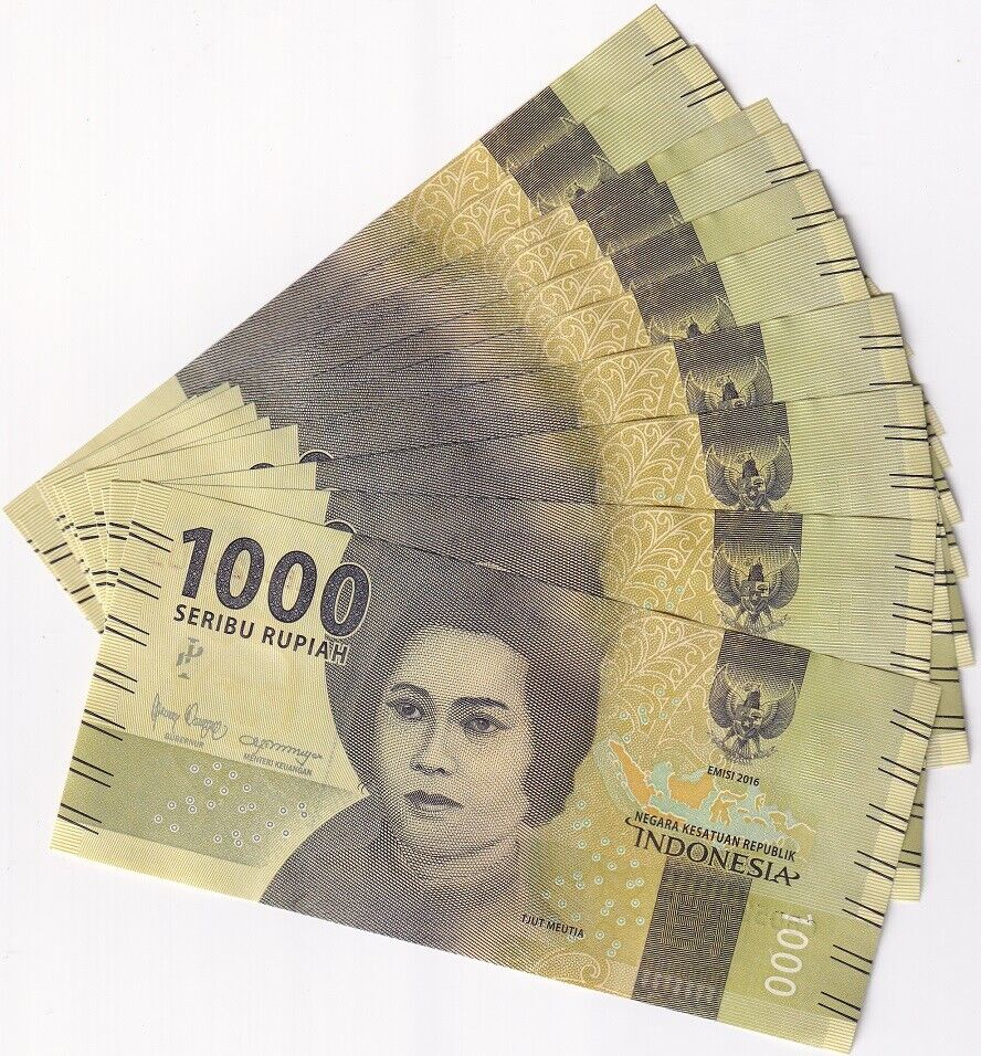 Indonesia 1000 Rupiah 2016 Small Print Year 2019 P 154 UNC LOT 10 PCS