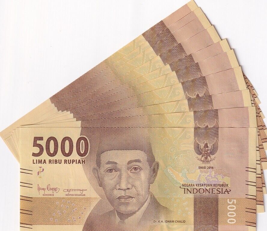 Indonesia 5000 Rupiah 2016/2019 P 156 UNC LOT 10 PCS
