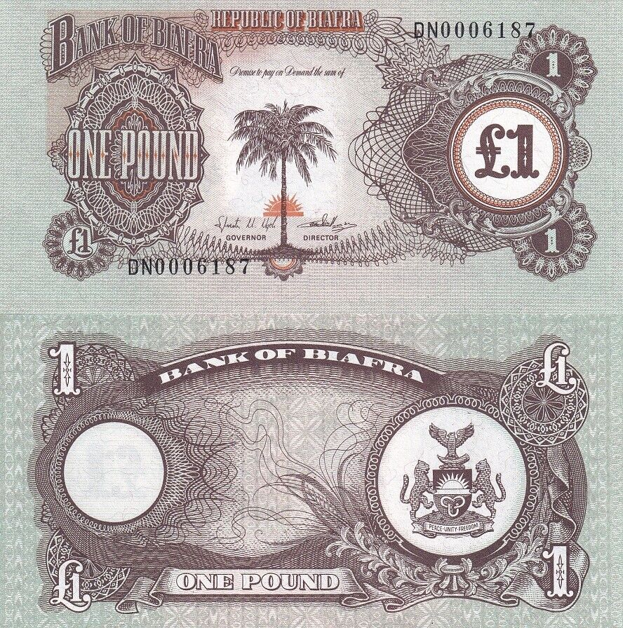 Biafra 1 POUND ND 1968-1969 P 5 UNC LOT 5 PCS