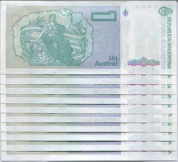 Argentina 1 Austral 1985-90 P 323 UNC Lot 10 PCS
