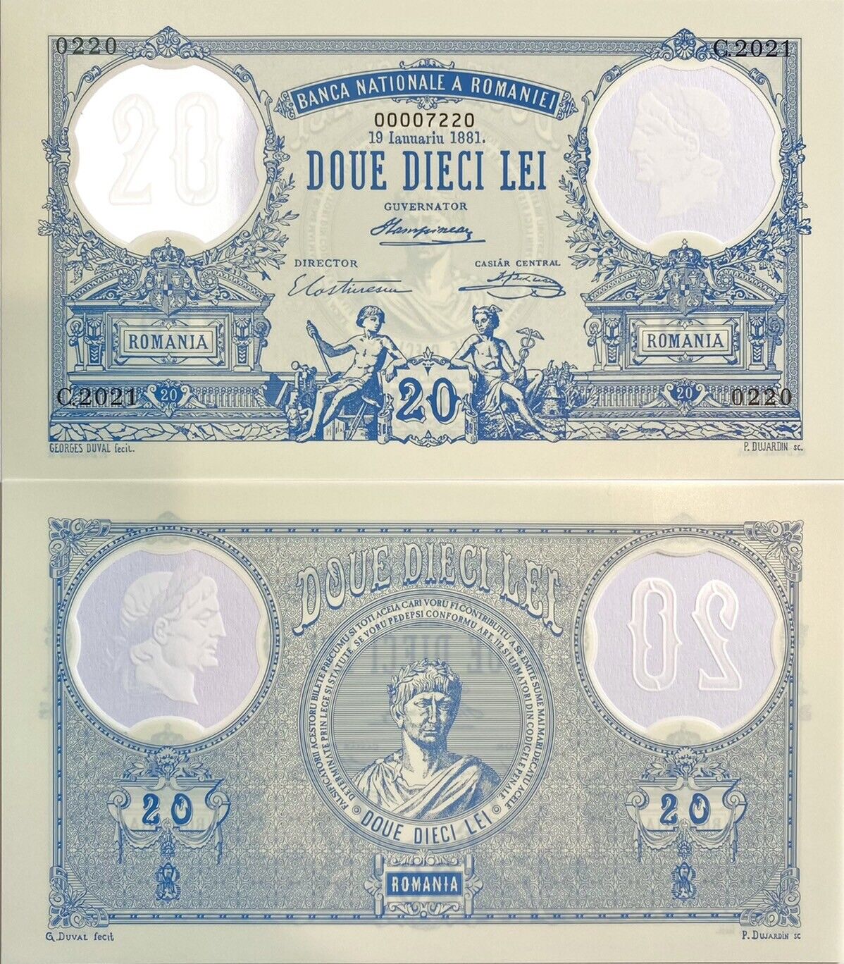 Romania 20 Lei 1881 Polymer 2021 P NEW With Folder UNC