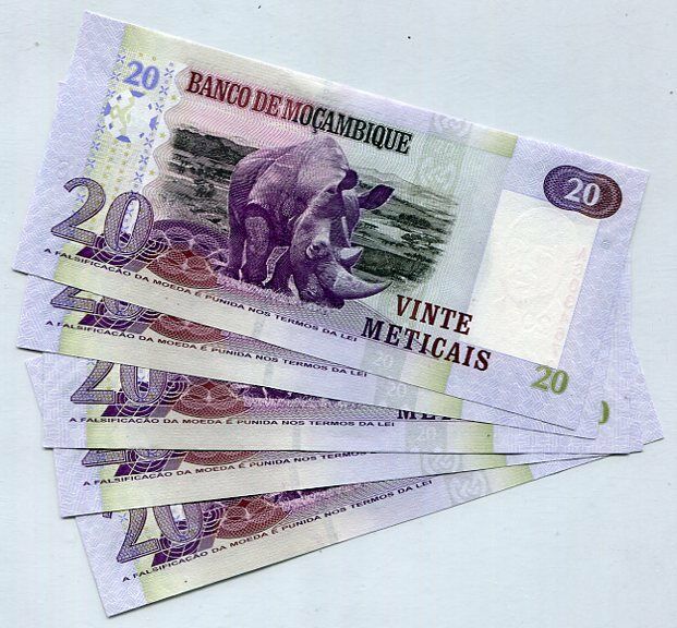 MOZAMBIQUE 20 METICAIS 2006 P 143 UNC LOT 5 PCS