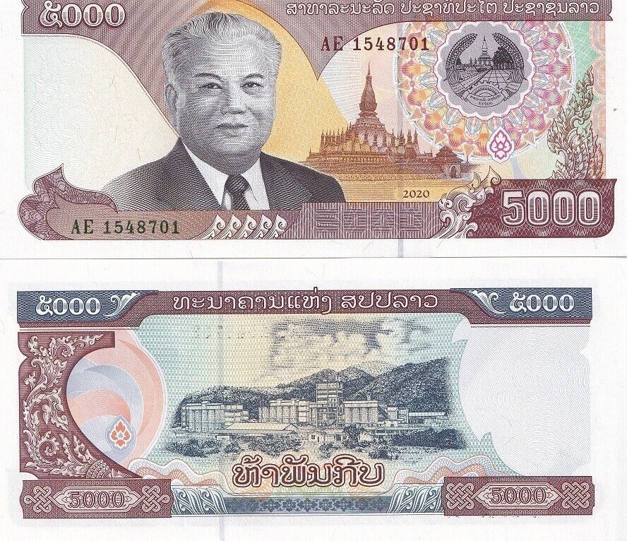 Laos 5000 Kip 2020 / 2022 P 41Aa LOT 10 UNC