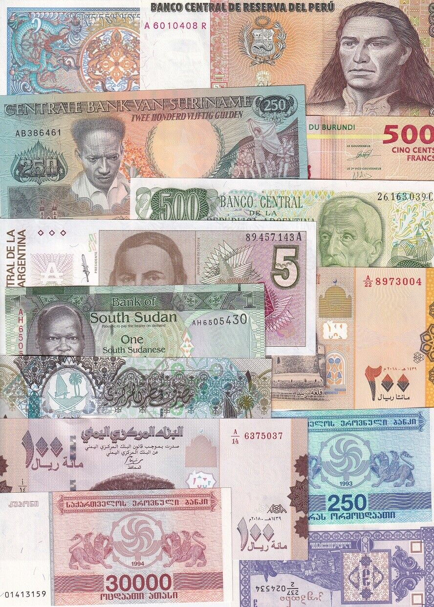 World Banknotes Lot Set 13 Pcs From 9 Countries All