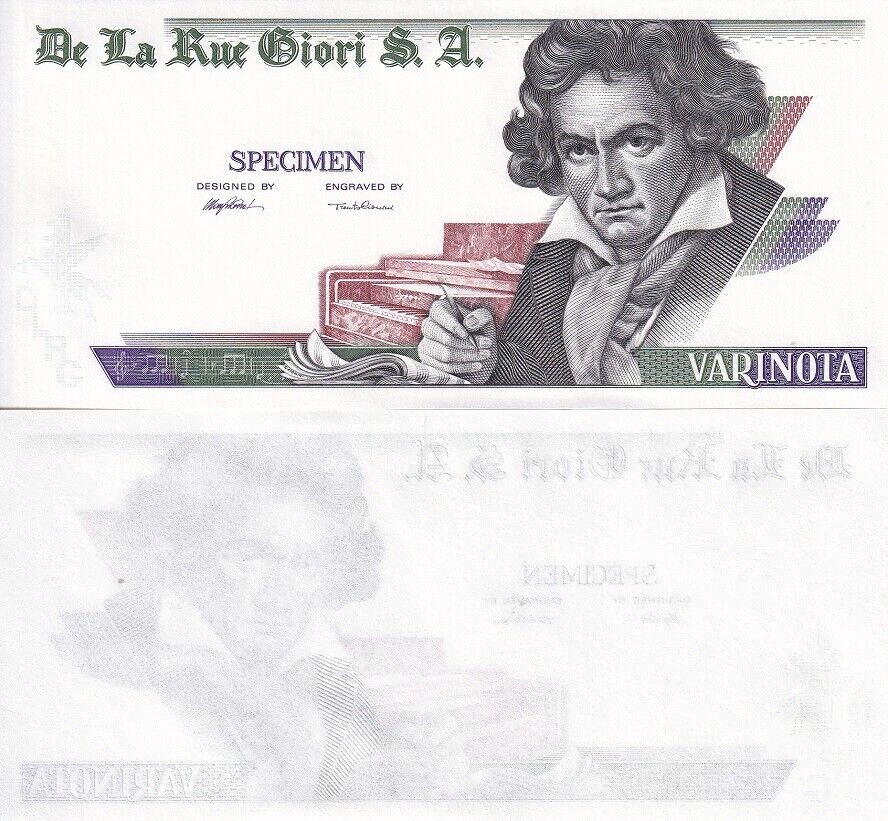 TEST NOTE SPECIMEN VARINOTA DE LA RUE BEETHOVEN one-side 1955 on Band