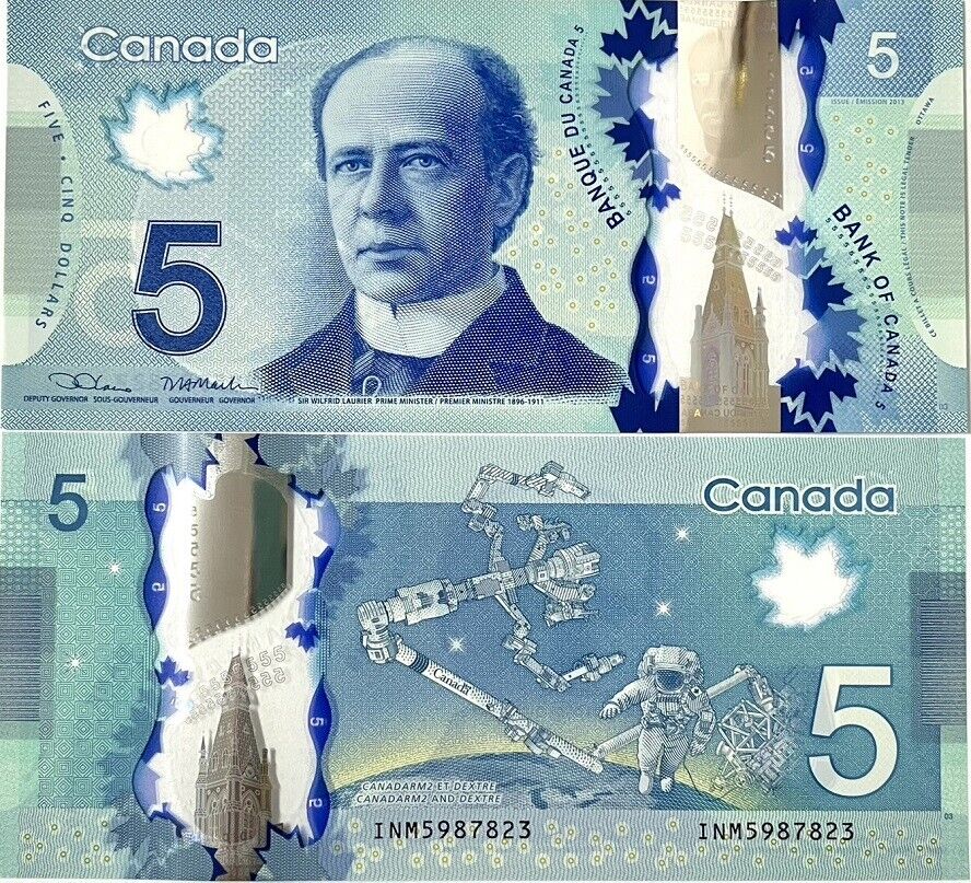 Canada 5 Dollars 2013/2022 P 106 e Polymer Sign Lane & Macklem UNC