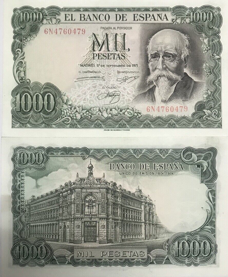 Spain 1000 Pesetas 1971 P 154 UNC