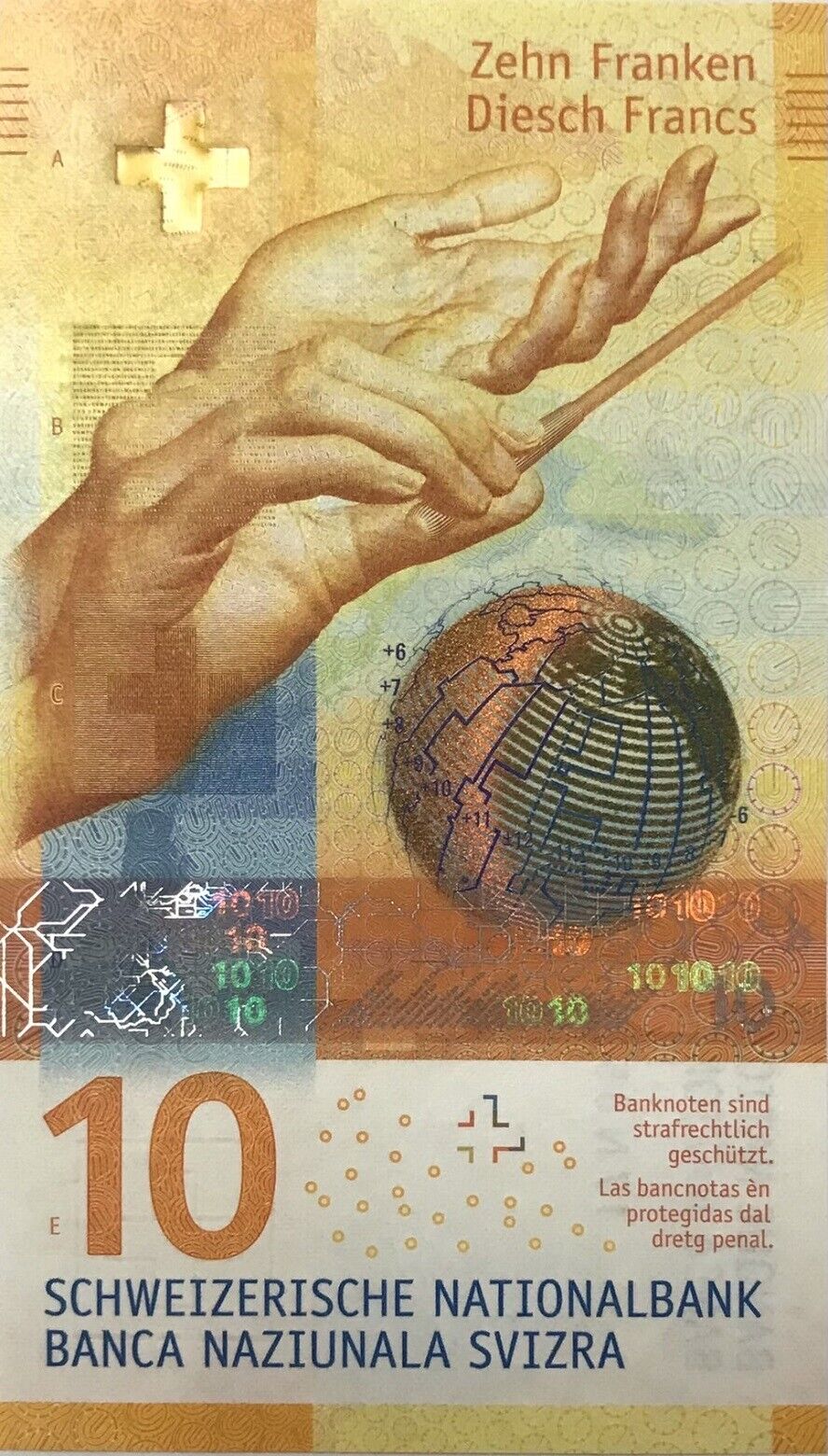 Switzerland 10 Franken 2017 P 75 e Studer & Zurbrügg UNC