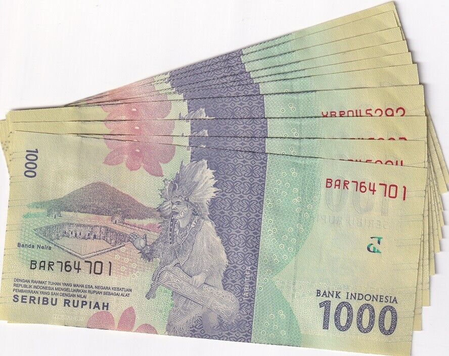 Indonesia 1000 Rupiah 2016 Mixed Year P 154 UNC LOT 10 PCS 1/10 BUNDLE