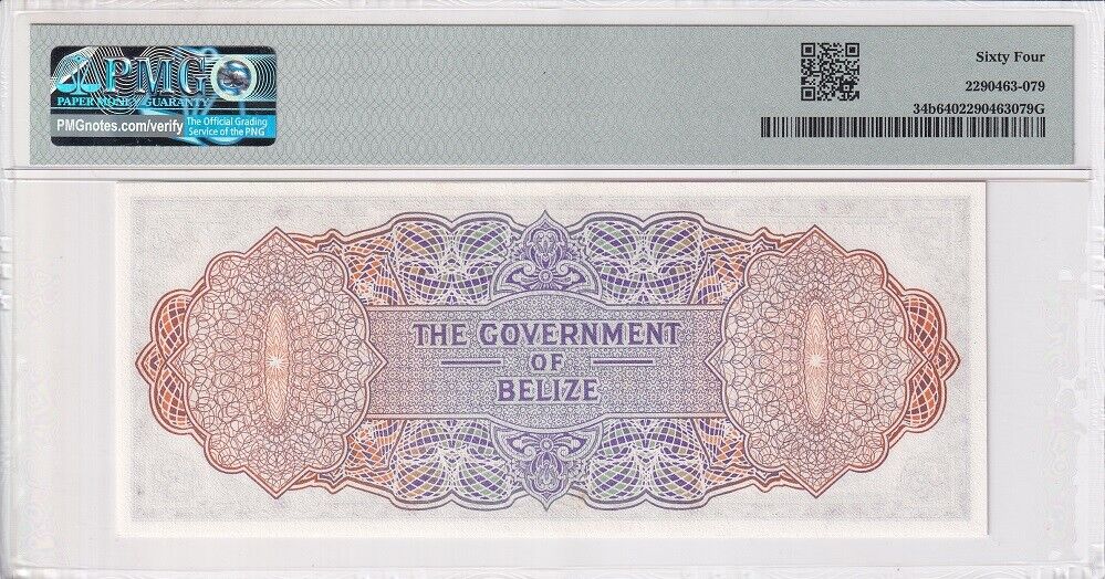 Belize 2 Dollars 1975 P 34 b Choice UNC PMG 64