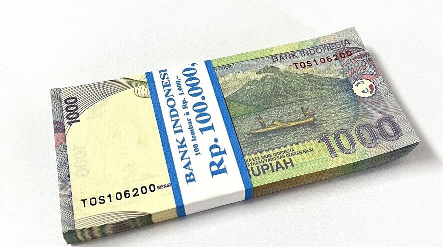 Indonesia 1000 Rupiah 2000/2016 P 141 UNC LOT 100 PCS 1 Bundle