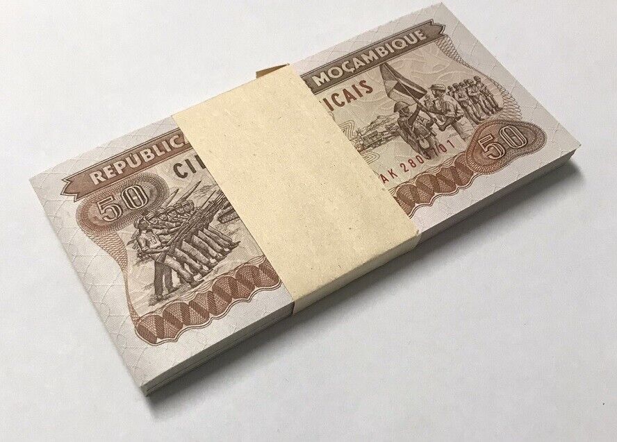 Mozambique 50 Escudos 1986 P 129 UNC LOT 100 PCS