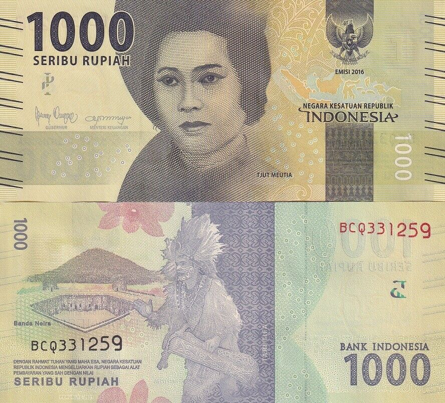 Indonesia 1000 Rupiah 2016 Small Print Year 2021 P 154 UNC