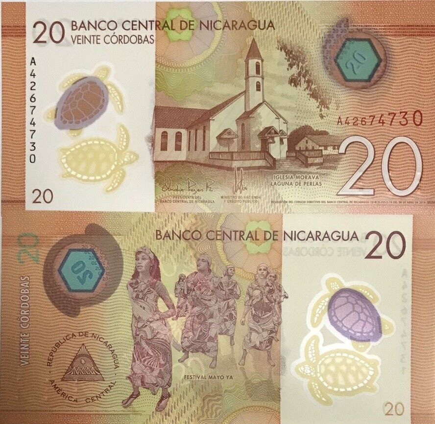 Nicaragua 20 Cordobas 2019 P 210 Polymer UNC
