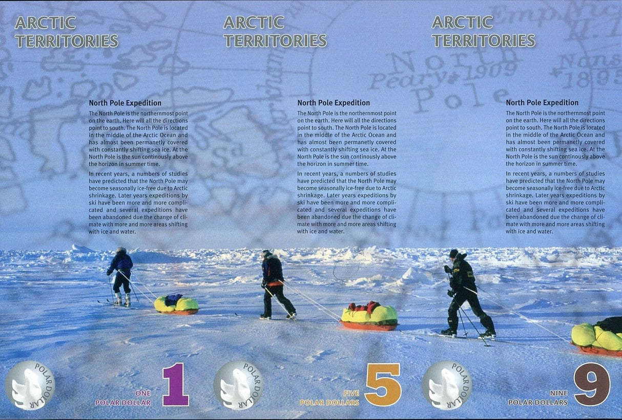 ARCTIC TERRITORIES 1 5 9 DOLLARS FOX/OX/BEAR SPECIMEN SHEET WITH QR CODE