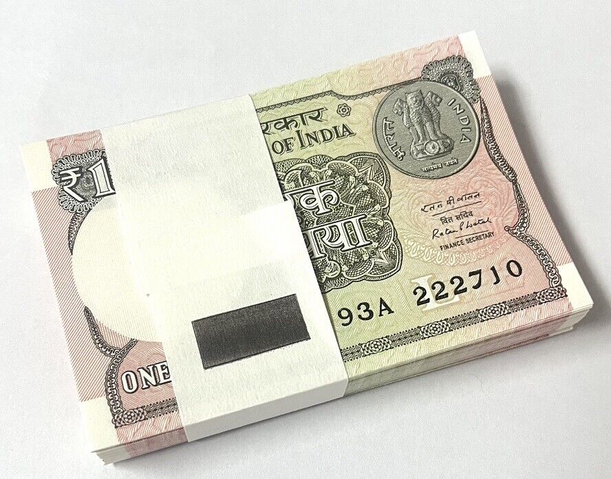 India 1 Rupee 2016 P 117 b UNC LOT 100 PCS 1 BUNDLE