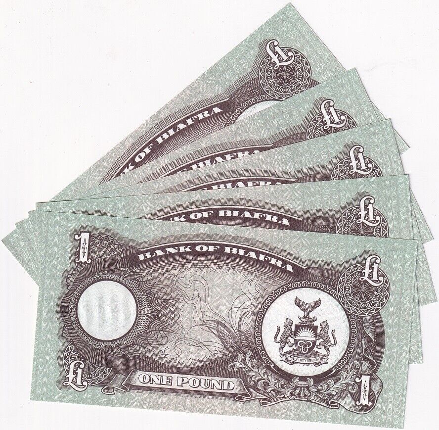 Biafra 1 POUND ND 1968-1969 P 5 UNC LOT 5 PCS