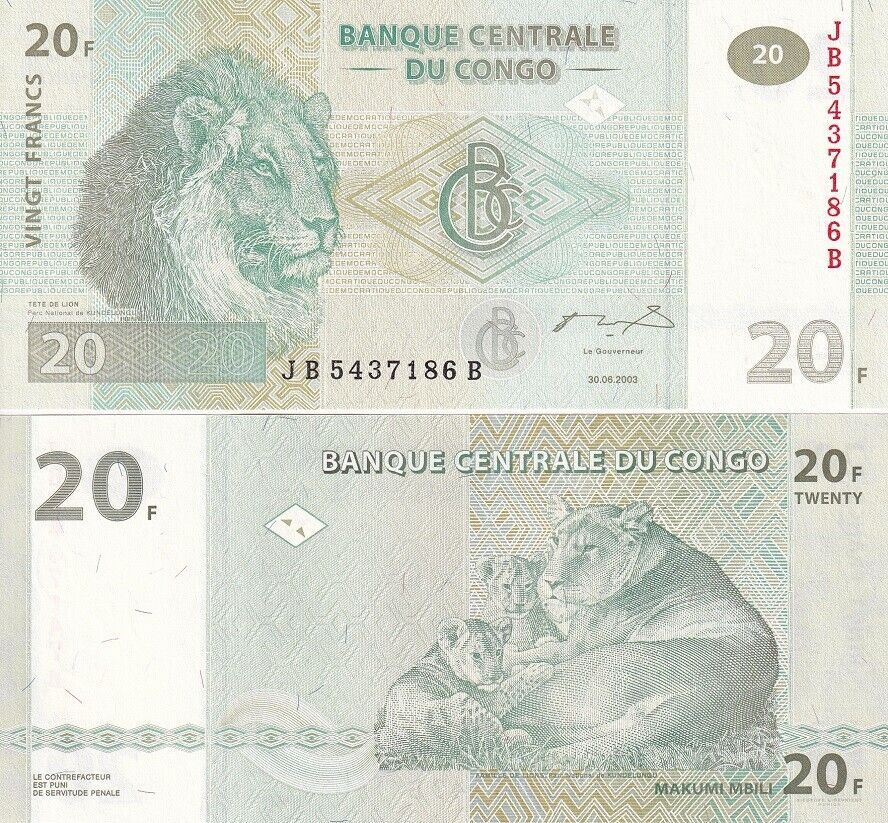 Congo 20 Francs 2003 P 94A G&D UNC