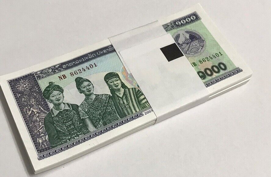 Laos 1000 Kip 2003 P 32Ab UNC LOT 100 PCS 1 BUNDLE