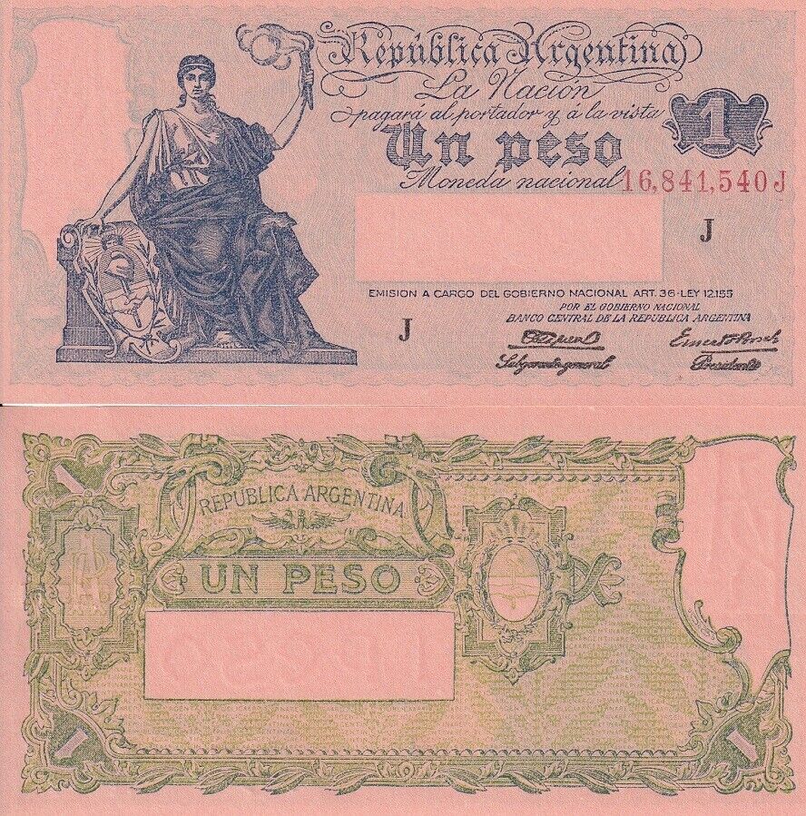 Argentina 1 Pesos ND 1935 Sign Gagneux & Bosch P 251 AUnc