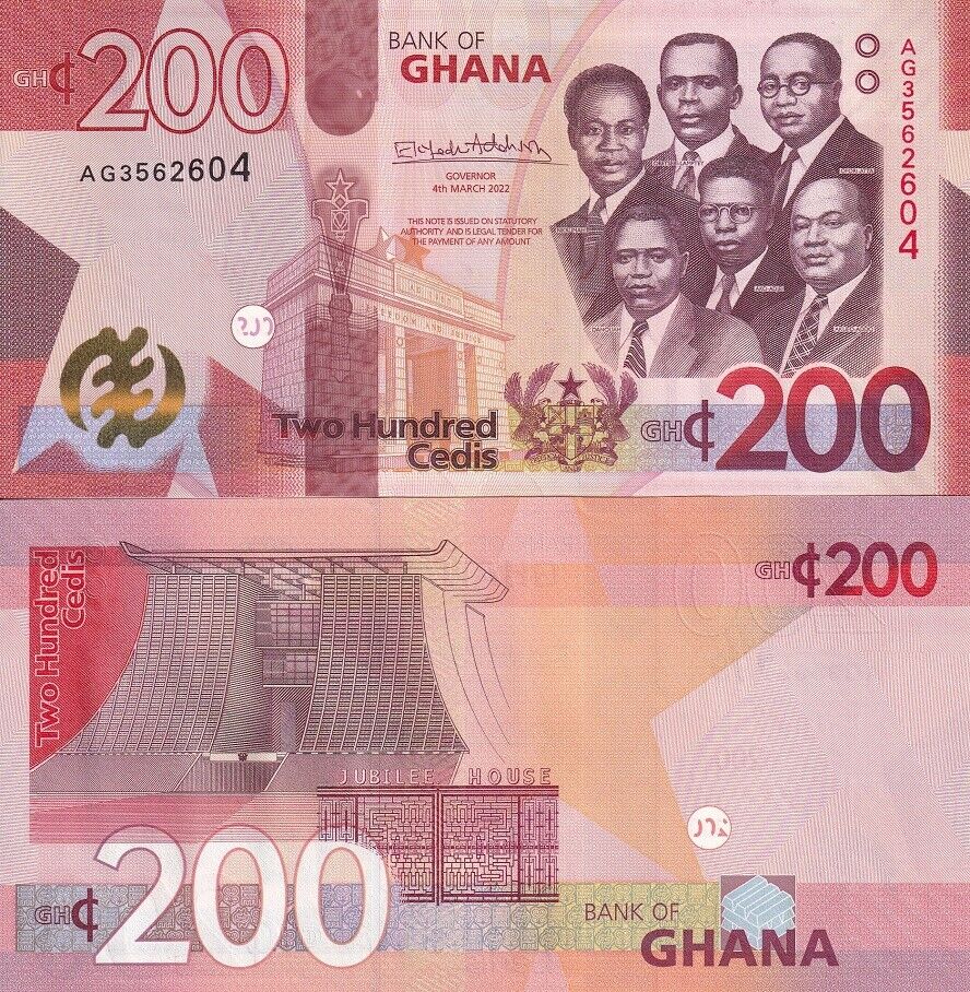 Ghana 200 CEDIS 2022 P 51 New Date UNC