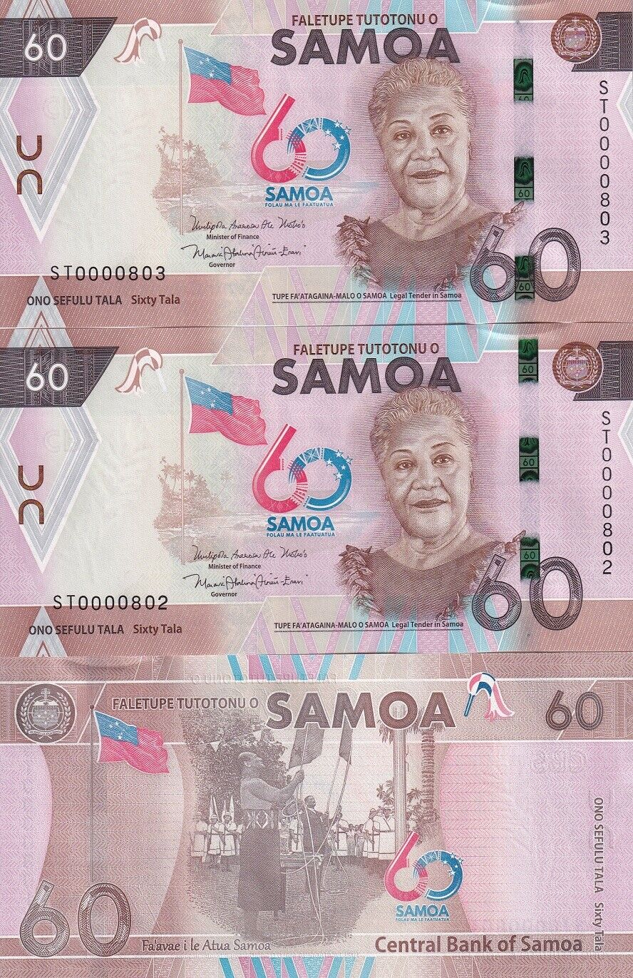 Samoa 60 Tala ND 2023 P 46 Commemorative UNC Lot 2 Pcs