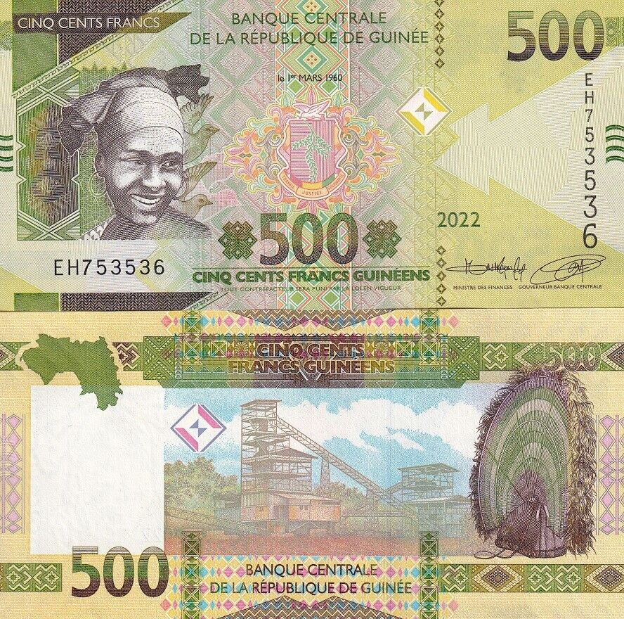 Guinea 500 Francs 2022 P 52 UNC