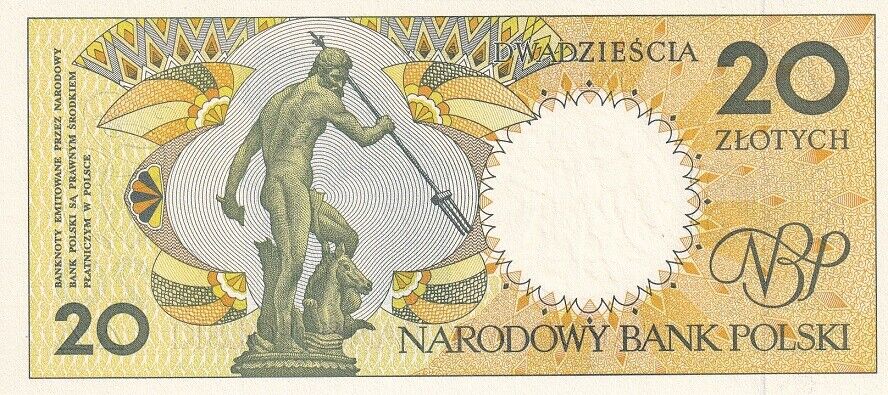 Poland 20 Zlotych 1990 P 168 UNC