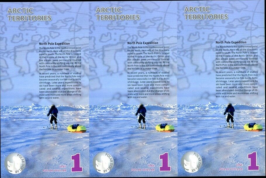 ARCTIC TERRITORIES 1 DOLLARS 2012 SERIES D E F MATCHING SHEET 3 UNC
