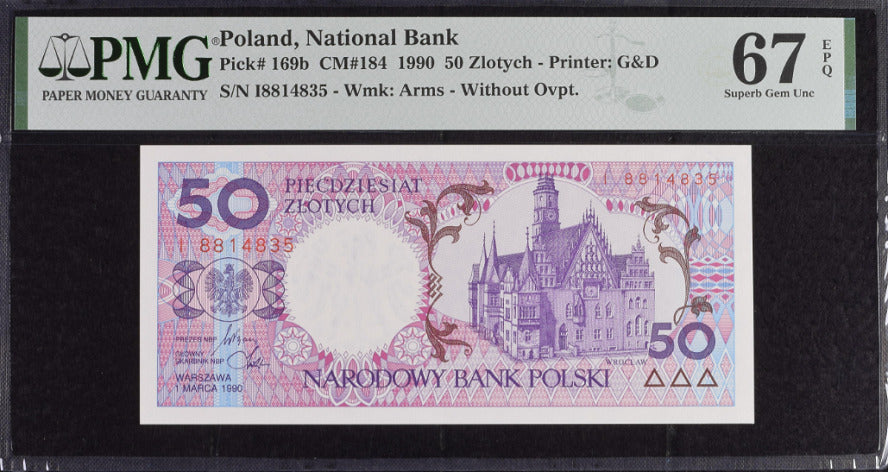 Poland 50 Zlotych 1990 P 169 b Superb Gem UNC PMG 67 EPQ
