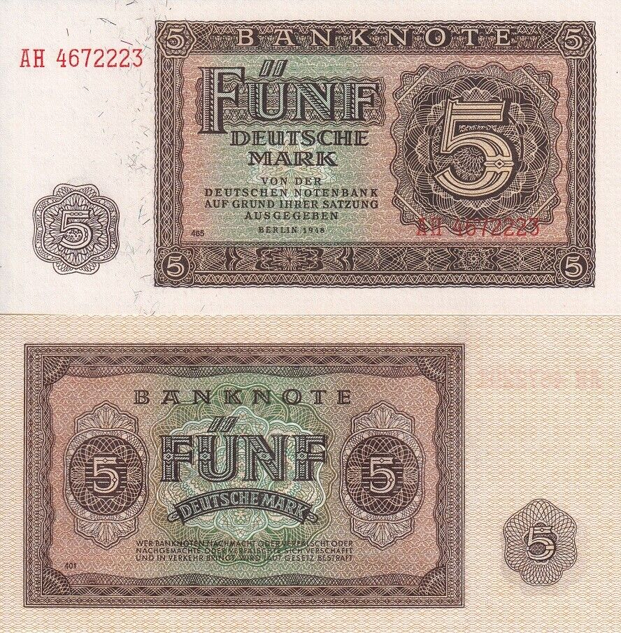 Germany Democratic 5 Deutsche Mark 1948 P 11 b UNC