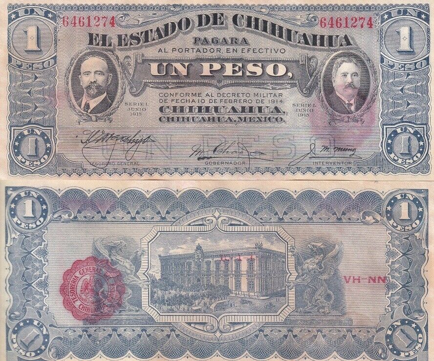 Mexico 1 Pesos 1915 P S529 Serie L AUnc