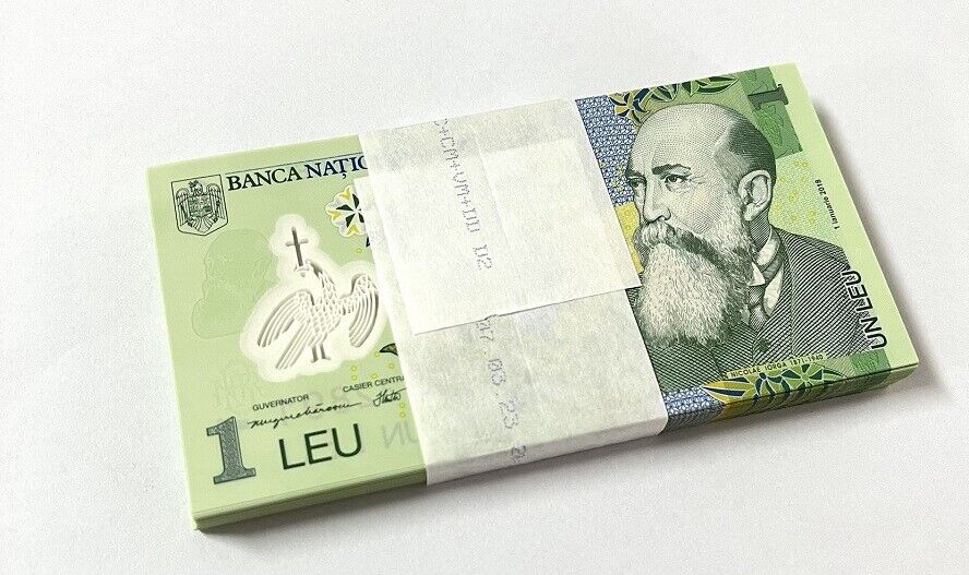 Romania 1 Leu 2018/2023 P 117 Polymer UNC LOT 100 PCS 1 BUNDLE
