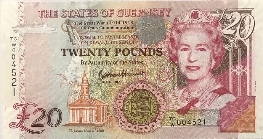 Guernsey 20 Pounds ND 2018 P 63 COMM. AUnc