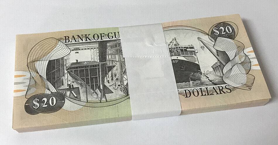 Guyana 20 Dollars ND 2018/2020 P 30 g UNC LOT 100 PCS 1 Bundle