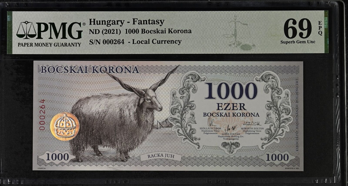 Hungary 1000 Bocskai Korona ND 2021 P NL 3 Digit Superb Gem UNC PMG 69 EPQ