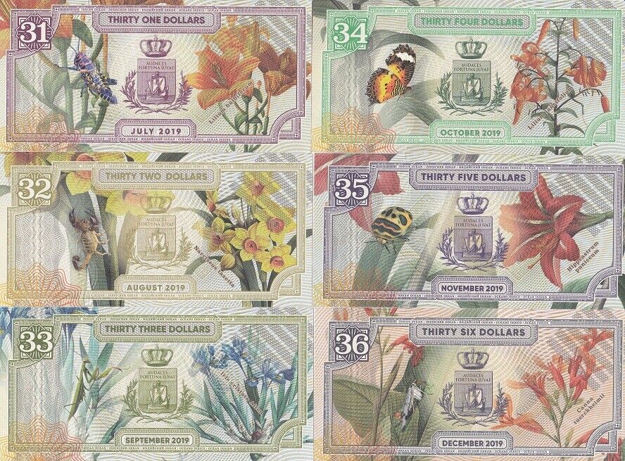 Indian Ocean set 6 31 32 33 34 -36 Dollars 2019 Fantasy Cethosia hypsea Scorpian