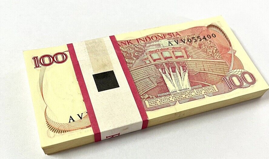 Indonesia 100 Rupiah 1984 P 122 UNC LOT 100 PCS 1 Bundle