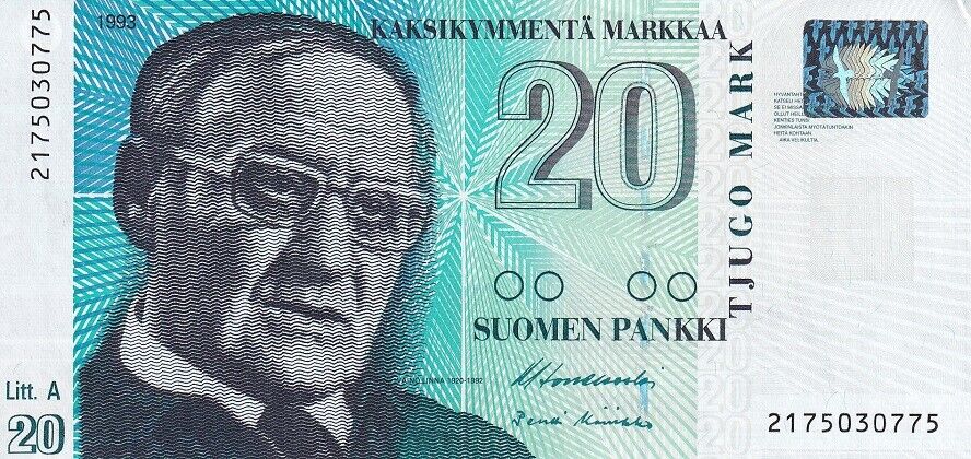 Finland 20 Markka 1993 P 123 AUnc
