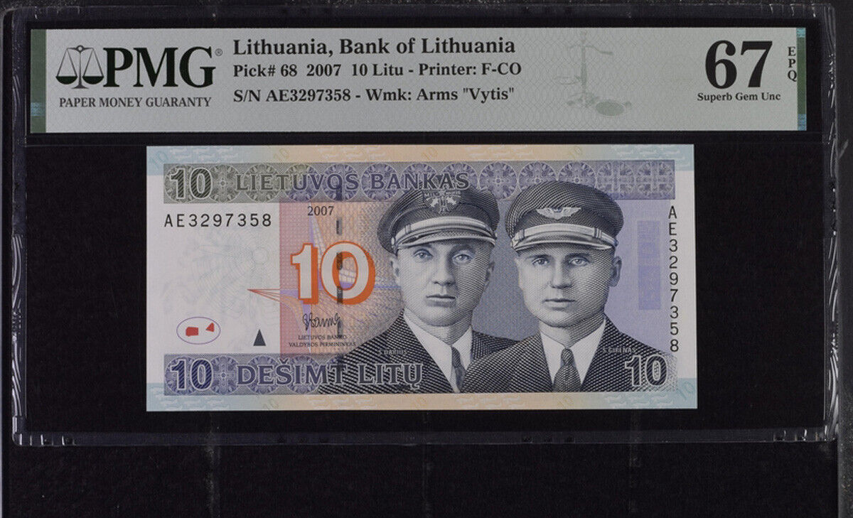 Lithuania 10 Litu 2007 P 68 Superb Gem UNC PMG 67 EPQ